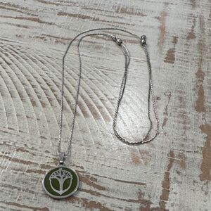 Elegant Alex and Ani Silver Necklace with Green Unexpected Miracles Pendant